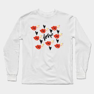 Lips Hearts and Kisses - Loveable Print Long Sleeve T-Shirt